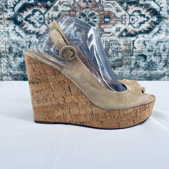 Veronica Beard  Dali Peep Toe Platform Wedge Sandal Size 11  Slingback - Picture 3 of 13
